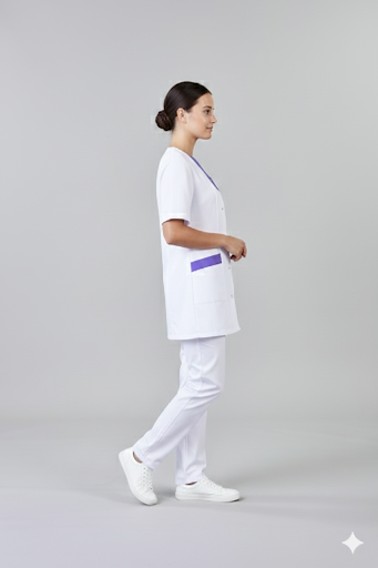 Blouse médicale femme blanc + parement couleurs de choix