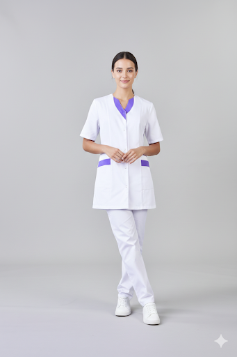 Blouse médicale femme blanc + parement couleurs de choix