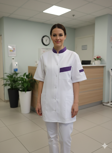 Blouse médicale mixte Blanc/couleur