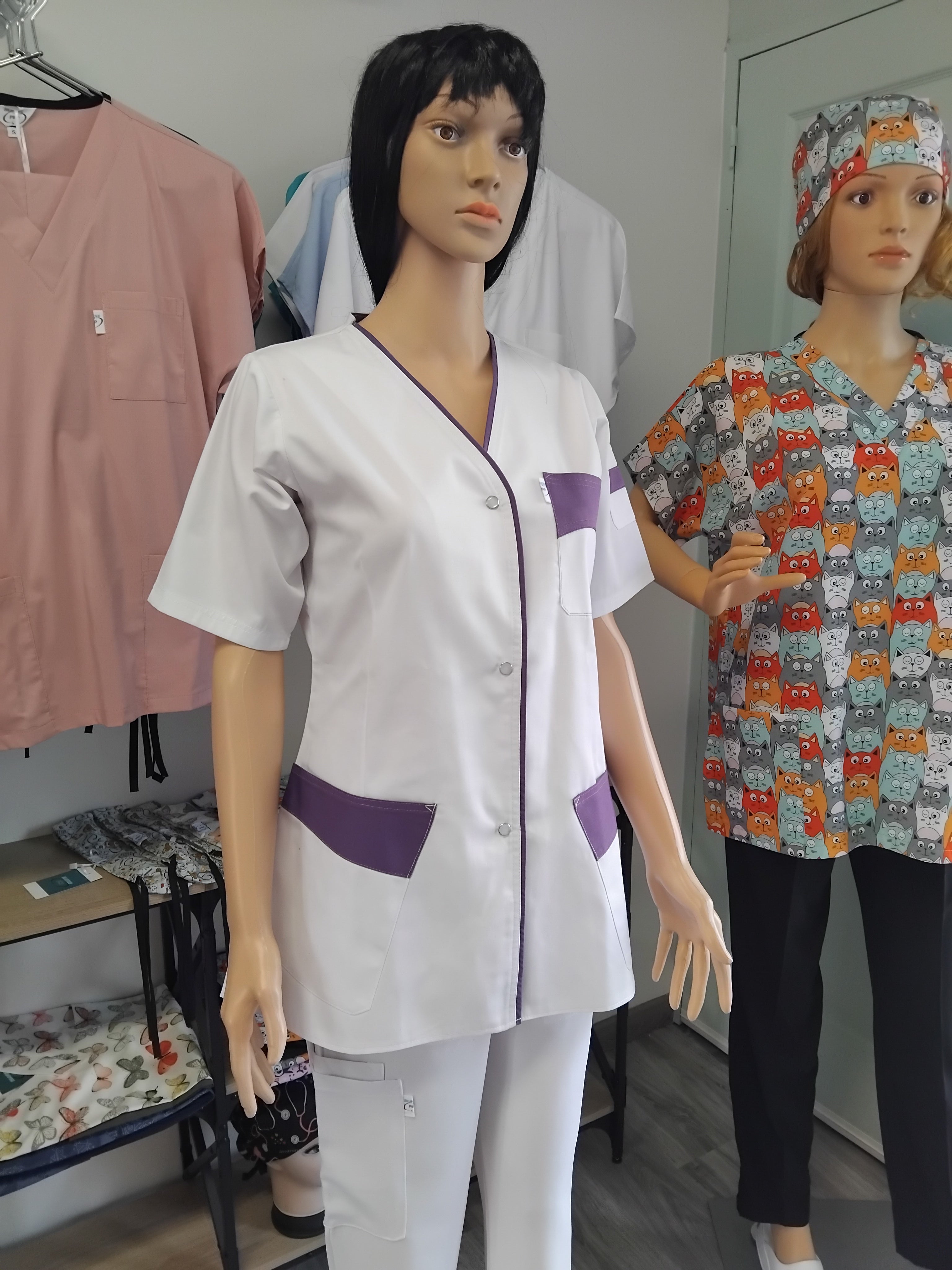 Blouse médicale blanc/ couleur femme